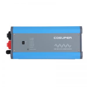 ממיר מתח סולארי משולב COSUPER 5000W 24V, כחול-אפור, עם נורות חיווי, מתג וטרמינלים בצד שמאל—אידיאלי למערכות אנרגיה מתחדשת, טכנולוגיות פוטו-וולטאיות, ייצור חשמל סולארי ותשתיות לאספקת כוח לקמפינג, קרוואנים ומתקני שמש.