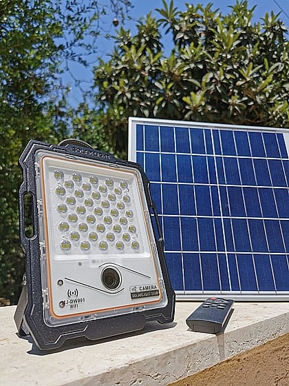 מצלמה סולארית WI-FI משולבת תאורת הצפה סולארית 200W + רמקול מובנה + שלט – תמונה 3